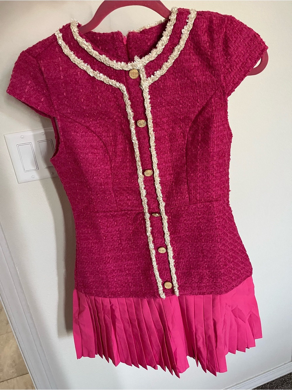 Boutique Fuchsia Tweed Dress